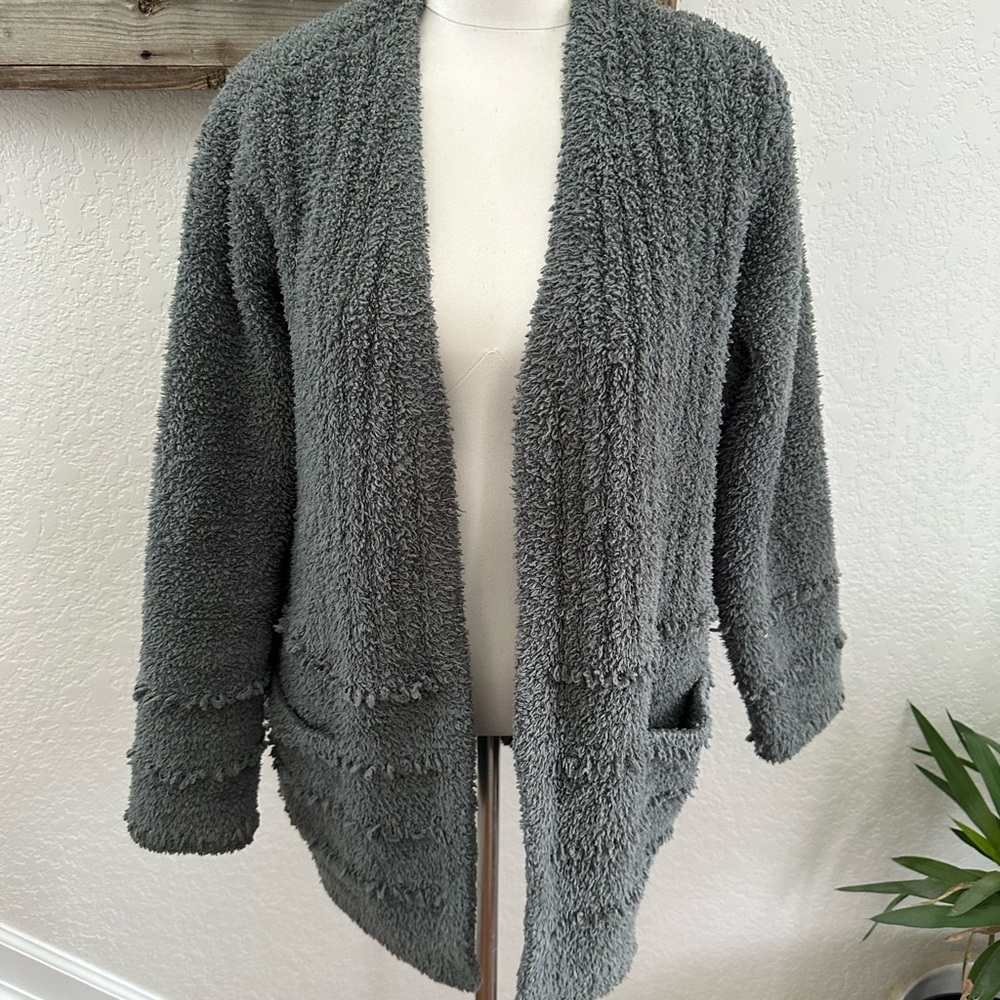 Barefoot Dreams CozyChic Boardwalk Cardigan Green Women's Sweater size Large